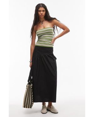 TOPSHOP Cotton Poplin Maxi Skirt - Black