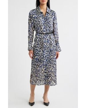 Sam Edelman Print Long Sleeve Shirtdress - Blue