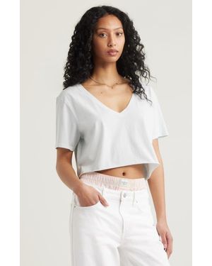 BP. Washed V-Neck Crop T-Shirt - White