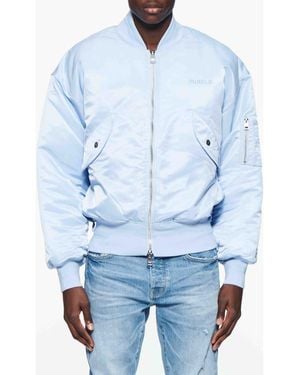 Purple Brand Oversize Satin Bomber Jacket - Blue