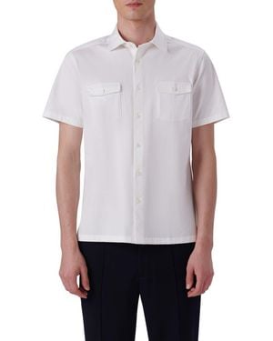 Bugatchi Ooohcotton Short Sleeve Button-Up Shirt - White