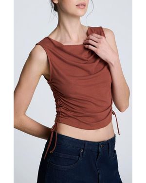 Kenneth Cole Ruched Jersey Crop Tank - Red