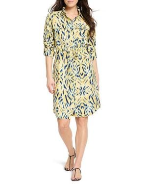 NIC+ZOE Sunny Skies Sydney Linen Blend Shirtdress - Yellow
