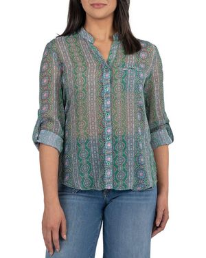 Kut From The Kloth Jasmine Chiffon Button-Up Shirt - Blue
