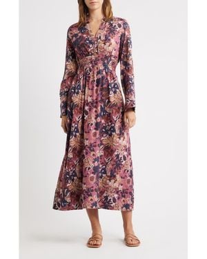 Cleobella Tharini Long Sleeve Midi Dress - Red