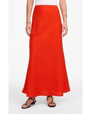 Madewell Linen Maxi Slip Skirt - Red