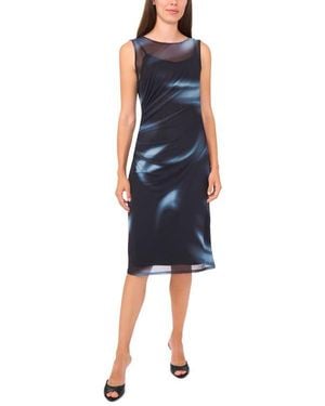 Halogen® Blur Print Sleeveless Mesh Midi Dress - Blue