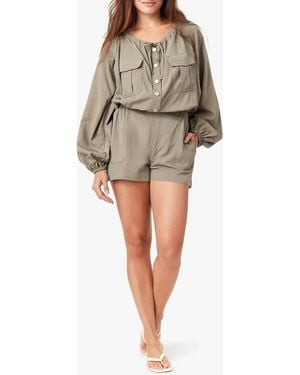 Habitual Long Sleeve Utility Romper - Natural