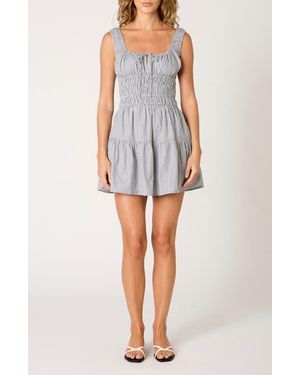 Nia Salt Stripe Cotton Mini Sundress - Gray