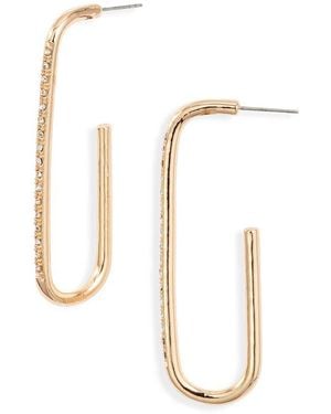 Open Edit Pavé Elongated Hoop Earrings - White
