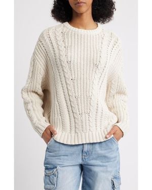 PacSun Magnolia Oversize Cable Stitch Cotton Sweater - White