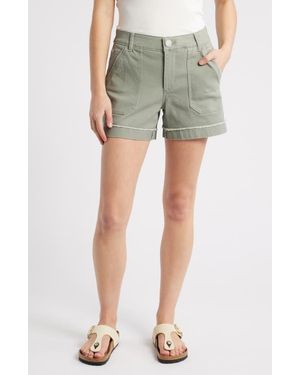 Wit & Wisdom Frayed Patch Pocket High Waist Twill Shorts - Green