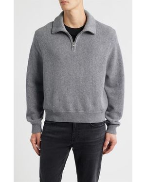 FRAME Half Zip Wool & Cotton Sweater - Gray