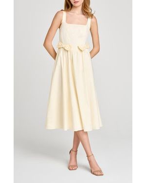 Wayf Lizzy Bow Trim Midi Dress - Natural