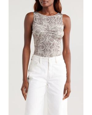 GOOD AMERICAN Slinky Jersey Ruched Tank Top - White