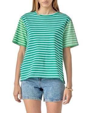 English Factory Colorblock Stripe Cotton T-Shirt - Green