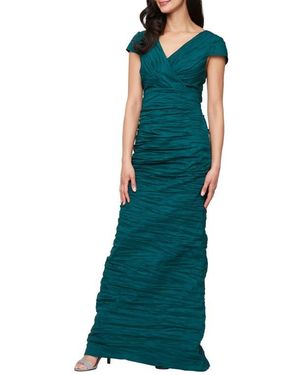 Alex Evenings Bodice Empire Waist A Line Dress - Green