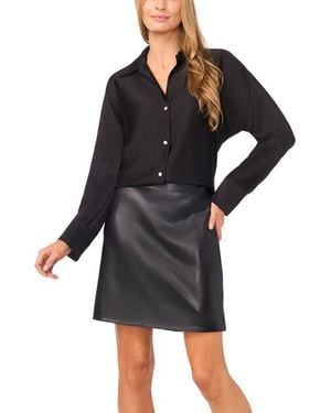 Halogen® Charmeuse Button-Up Shirt - Black