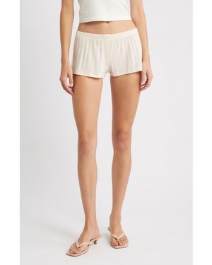 Bella Venice The Luna Low Rise Rib Cashmere Blend Shorts - White