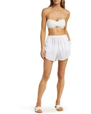 Vitamin A Tallows Linen Cover-Up Shorts - White