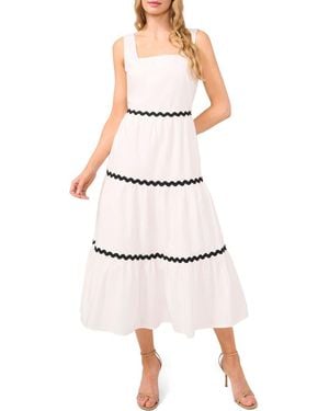 Cece Rickrack Trim Cotton Maxi Sundress - White