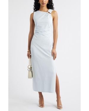 Open Edit Asymmetric Neck Midi Dress - White