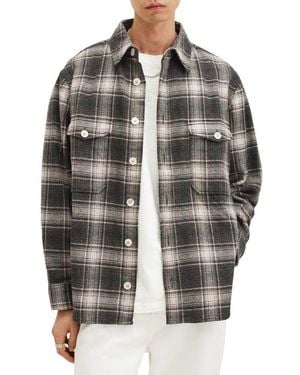 AllSaints Hamlin Plaid Flannel Button-Up Shirt Jacket - Black