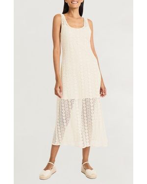 The Good Journey Open Stitch Cotton Midi Dress - Natural