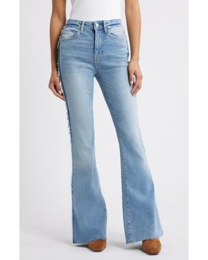 WARP+WEFT Mia Fray Seam Raw Hem Flare Leg Jeans - Blue