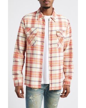 BBCICECREAM Tumbleweed Embroidered Plaid Flannel Button-Up Shirt