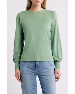 Caslon Blouson Sleeve Cotton Blend Top - Green