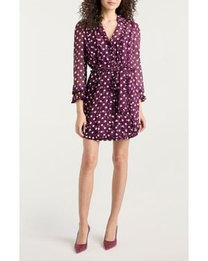Cinq À Sept Camille Polka Dot Long Sleeve Chiffon Shirtdress - Red