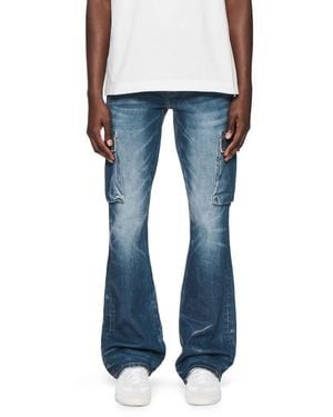 Purple Brand Coated Flare Cargo Pants - Blue