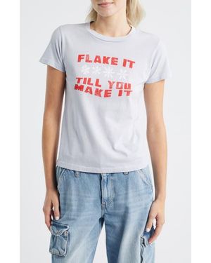 Daydreamer Flake It Till You Make It Cotton Graphic T-Shirt - White