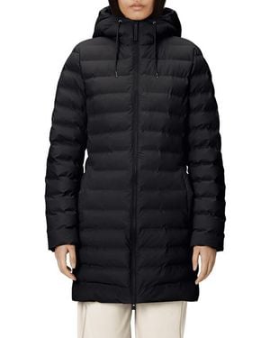 Rains Lohja Curve Waterproof Long Puffer Jacket - Black