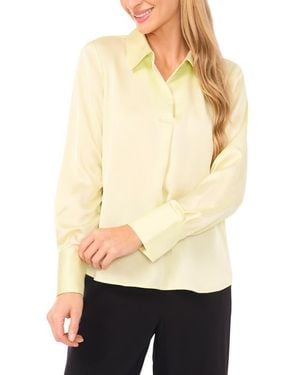 Halogen® Collared Charmeuse Popover Top - Natural
