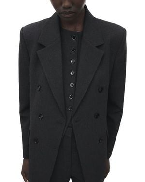 Mango Double Breasted Suit Blazer - Black
