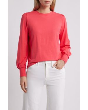 Caslon Blouson Sleeve Cotton Blend Top - Red