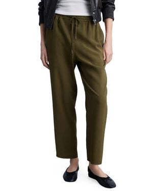 Mango Elastic Waist Flowy Pants - Green