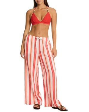 Sea Level West Coast Surf Cotton Cover-Up Pants - Red