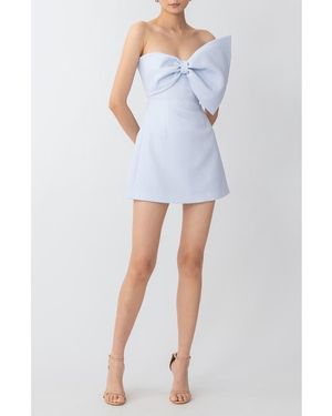 SAU LEE Elly Asymmetric Bow Sleeveless Minidress - Blue
