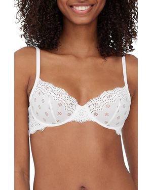 Skarlett Blue Smitten Underwire Eyelet Lace Demi Bra - Brown