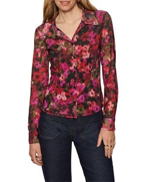 Sanctuary Mesh Button-Down Shirt - Red