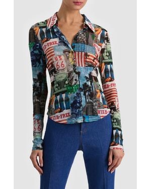 Alice + Olivia Jade Mesh Shirt - Blue