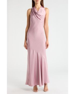 Astr Varya Cowl Neck Satin Maxi Slipdress - Pink