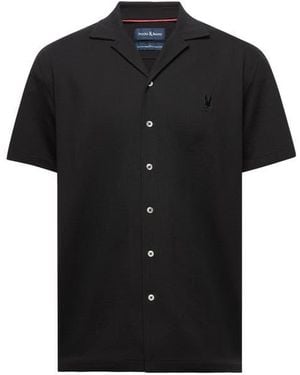 Psycho Bunny Jayme Rib Knit Camp Shirt - Black