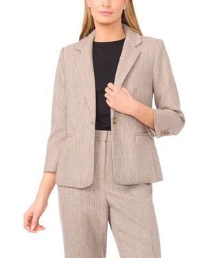 Halogen® Shrunken Herringbone Blazer - Natural