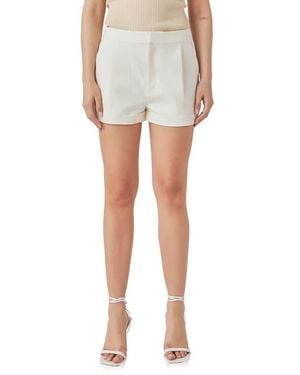 Endless Rose Pleated Low Rise Shorts - White