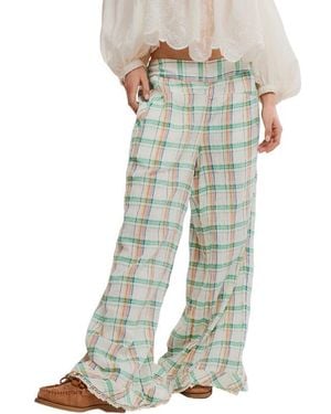 Free People Hour Glass Plaid Wide Leg Pants - Multicolor