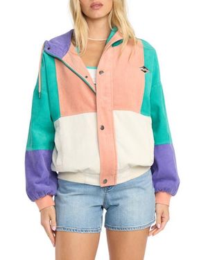 Billabong Set The Tone Hooded Corduroy Jacket - Blue